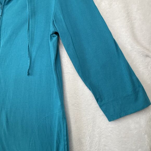 LL Bean Bright Blue Full Zip Hooded 3/4 Sleeve Beach Swim Cover Up Dress Small - Picture 6 of 14